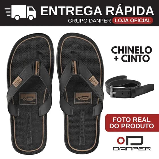 COMBO Chinelo + Cinto Masculino Original Confortável Danper Presente Para Homem Pai Namorado