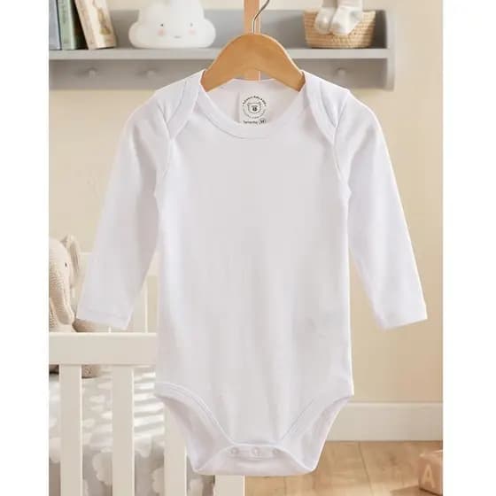 Kit 3 Bodys Manga Longa Bebê Branco – 100% Algodão Suedine Premium - M - 5 à 7 meses