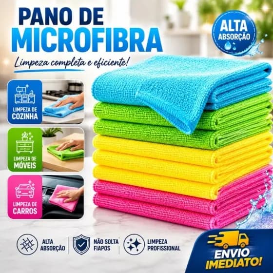Pano De Limpeza Microfibra Multiuso Toalha Alta Absorção Direto De Fábrica