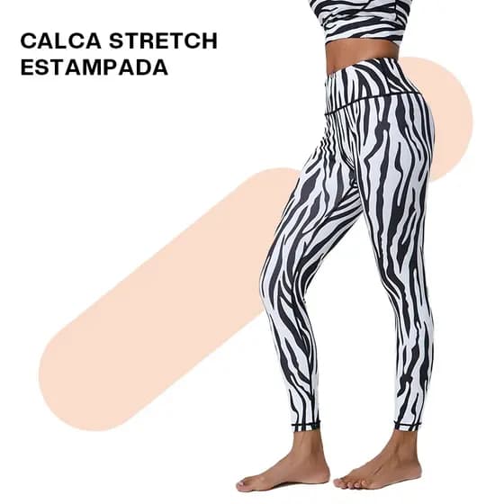 Liouty Leggings Esportivas de Ioga Estampadas de Cintura Alta Calças Casuais (CK01)