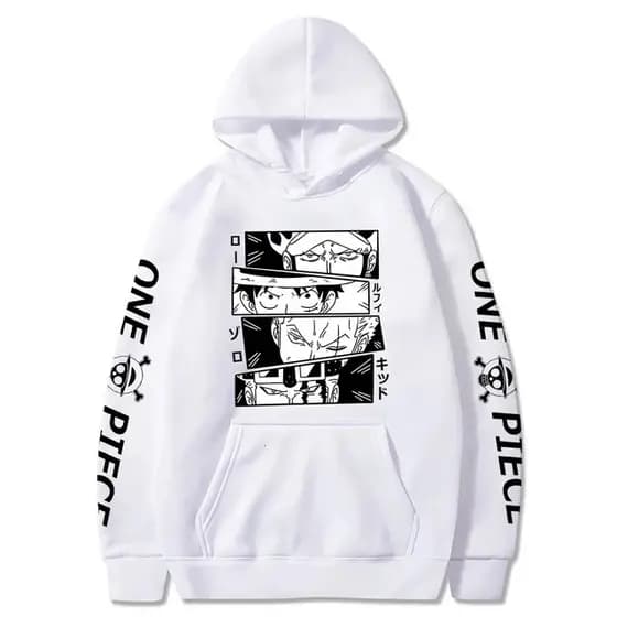 Moletom Canguru One Piece Luffy Zoro Blusão Anime Casaco Blusa de Frio Unissex