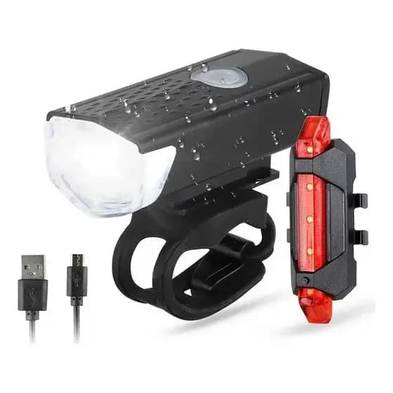 Kit Farol Lanterna Recarregável Led Bike Bicicleta Portátil