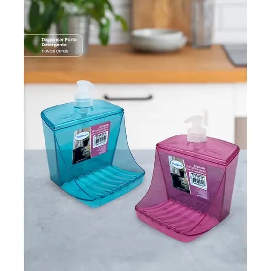 Dispenser Porta Detergente pia cozinha e Esponja 500ml - Plastibrasil
