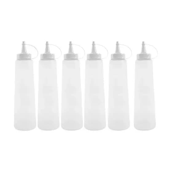 Kit 6 Bisnaga Para Molho 400ml Flexível Prática Bar Restaurante Lanchonete Reutilizável