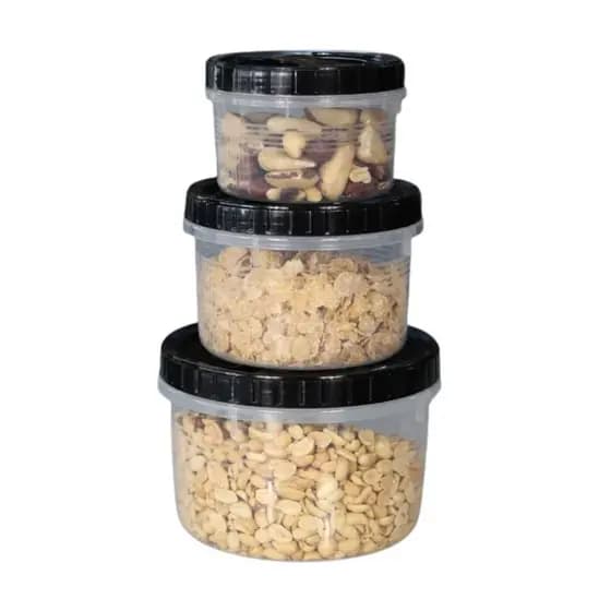 Kit 3 Potes Redondos Rosca Uninjet 500ml 1,1L 1,9L Organizador Pratico Multiuso