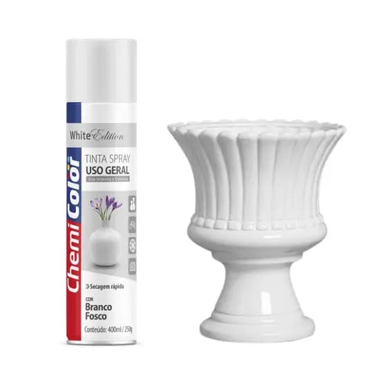 Tinta Spray Uso Geral Branco Fosco Chemicolor 400 ml – Acabamento Suave