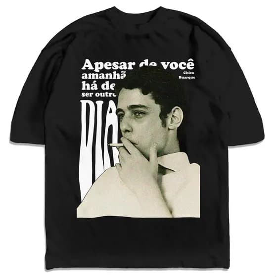 Camiseta Chico Buarque Música Brasileira Vintage Streetwear Algodão Premium Unissex Camisa