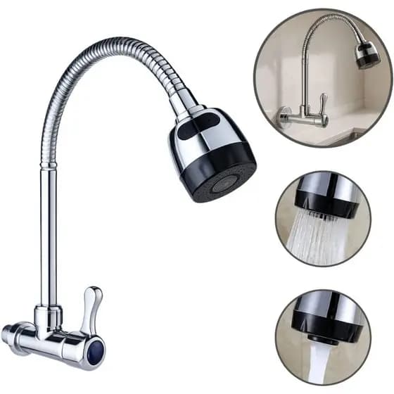 Torneira Inox Gourmet Dobrável C Ducha P Pia Cozinha De Parede