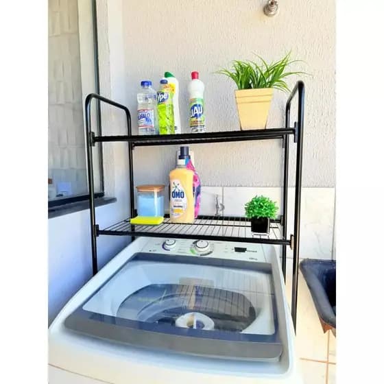 Rack Estante para Lavanderia – Prateleira Organizador em Aço para Máquina de Lavar – Preto ou Branco