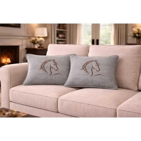 2 almofadas premium bordada cavalo minimalista