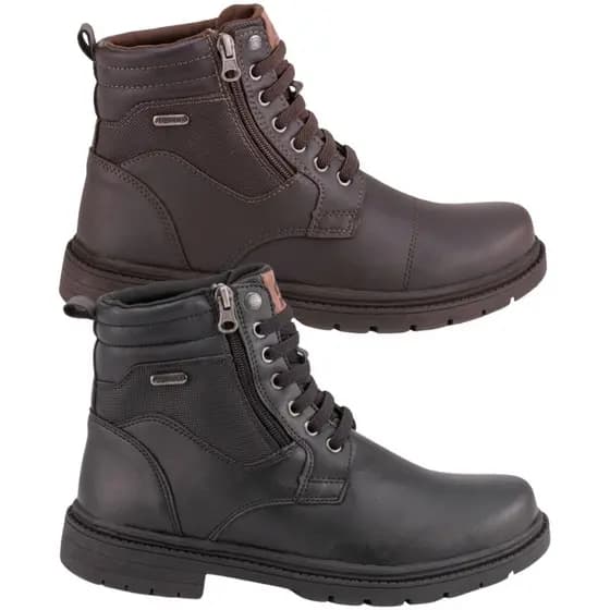 Kit 2 Bota Masculina Coturno Salto Baixo Aplicação Zíper e Elástico Para Calce Fácil Couro Moda