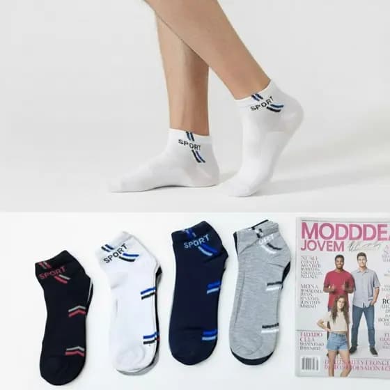 Meias Esportivas Masculinas – Kit 3/6/12 Pares | Multicolor | 40–46