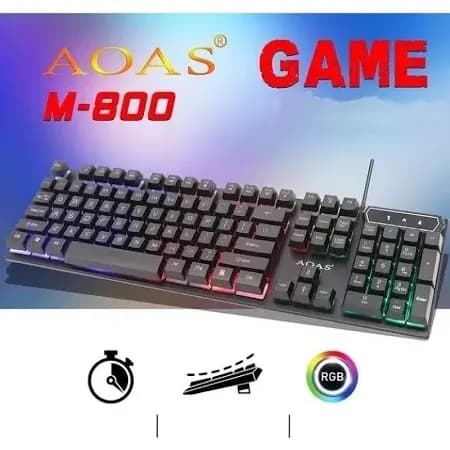 Teclado Gamer Semi-Mecânico M-800 RGB – 107 Teclas ABNT2, Anti-Ghosting, USB, Pés Retráteis e Compatível com Consoles