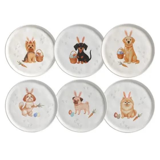 Prato de Sobremesa Doguinhos Cães Fofos Páscoa Porto Brasil - INDIVIDUAL