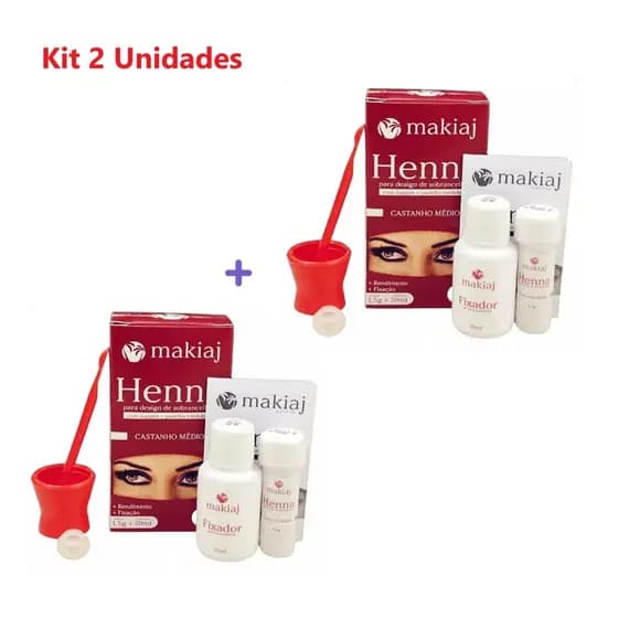 Kit 2 Henna De Sombrancelha 1,5g Henna + 10ml Fixador Makiaj