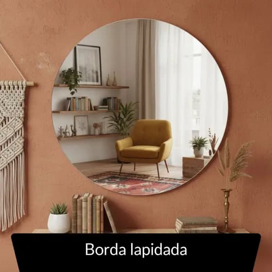 Espelho de Vidro Redondo Lapidado-com Led/sem Led/Sala/Banheiro/Quarto