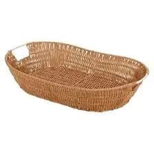 Cesto Oval de Fibra Natural com Alça, Bege, 48.5 x 31.5 x 11 cm