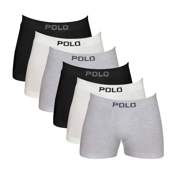 Kit 6 Cuecas Boxer Polo Star 781 Algodão Sem Costura Sortido