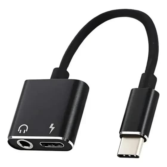 Adaptador Tipo C USB H'maston Fone de Ouvido Carregador Xiaomi Mi8 Preto