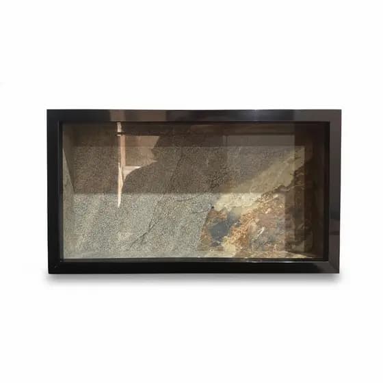 Nicho De Porcelanato 60x30 Preto e Cinza Bordas de Alumínio Prateleira Porta Shampoo de Embutir