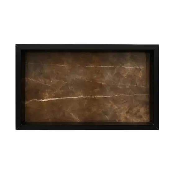 Nicho De Porcelanato 60x30 Preto e Marrom Bordas de Alumínio Prateleira Porta Shampoo de Embutir