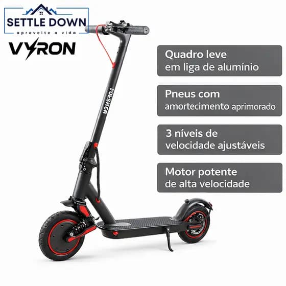 Patinete Elétrico Dobrável 350W | 3 Velocidades Ajustáveis | Amortecimento Reforçado | Suporta até 100KG