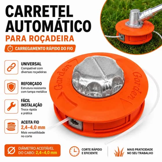 Carretel Automático Cortador de Grama Universal Para Roçadeira Cabeçote Reforçado