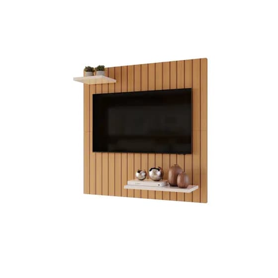Painel/Prateleira C/ Nichos INFERIOR e SUPERIOR P/ Tv 32" P/ Sala/Quarto/Área de Lazer - RIPADO/Off