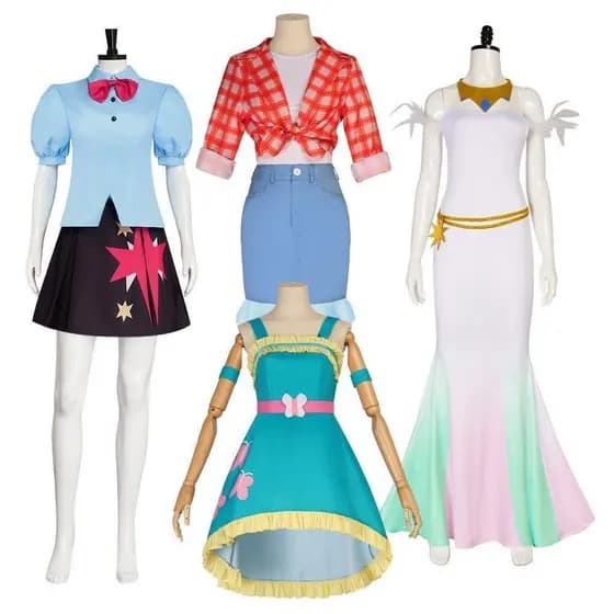 Fantasia de Cosplay My Little Pony: A Amizade é Mágica - Twilight Sparkle, Apple Jack, Fluttershy, Princesa Celestia 4XY