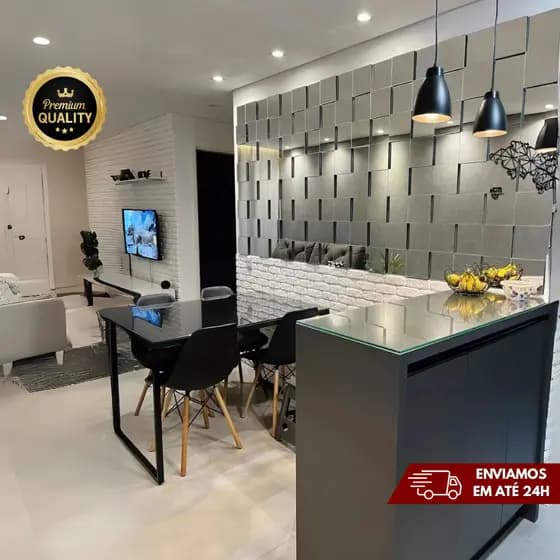 Espelho 3D Painel Vidro Decorativo Adesivo p/ Banheiro Quarto Sala Hall Lavabo Loja