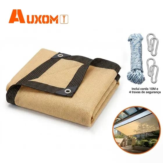 Tela de Sombreamento 90% Premium AUXOM | Sombrite Reforçado para Garagem e Pergolado | Toldo Proteção UV + Acessórios