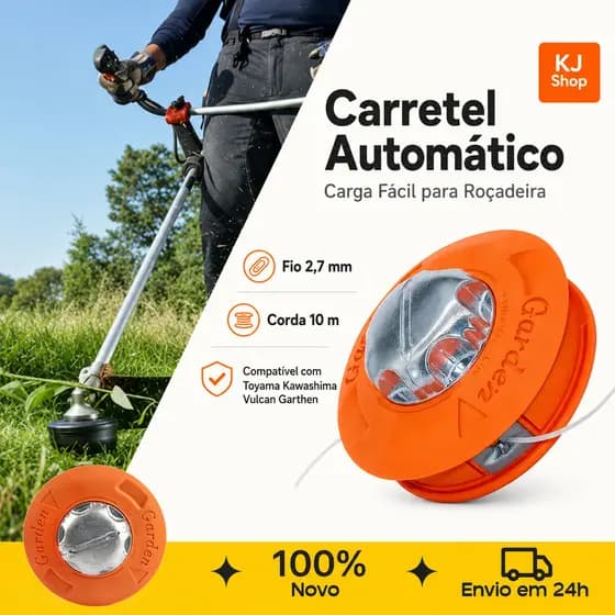 Carretel Automático Para Roçadeira Carga Fácil Com Fio Nylon 2,7mm 10m Toyama Kawashima Vulcan Garthen