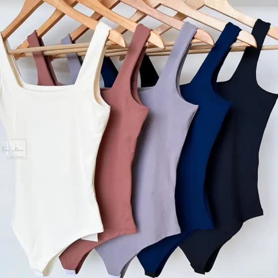 Kit Body Feminino Decote Quadrado Regata Suplex Com Forro Body Tendencia Verão Blusa Feminina