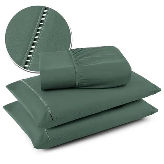 Jogo de Lençol Queen 03 Peças Com Fronhas Ponto Palito 400 Fios conforto - LAURINHA DECOR