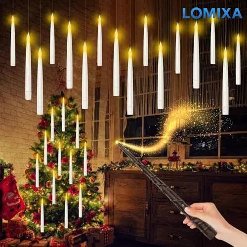 12 Velas LED Suspensas Decorativas com Controle Tipo Varinha para Festa