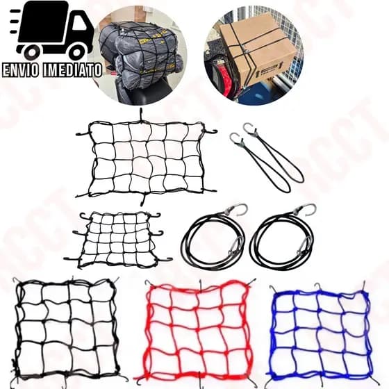 Rede Aranha Elástica 30x30 para Bagageiro Moto Carro Bicicleta com 6 Ganchos Reforçados