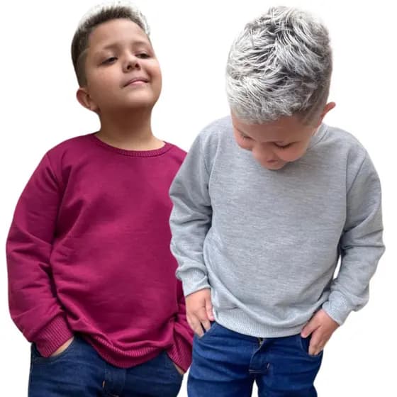 Kit 2 Blusas Infantil Menino Moletinho Moletom Camisa Casaco