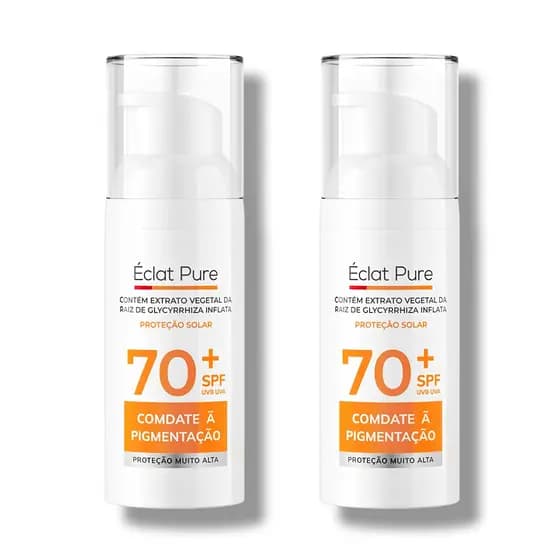 Éclat Pure protetor solar facial clareador de manchas FPS 70 Refrescante e de Rápida Absorção 50ml