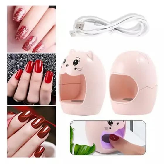 GUIANA Mini Cabine de Secador de Unha Com 8 UV Led Para Secar Unha De Gel, Formato Panda E Coelhinho Rosa