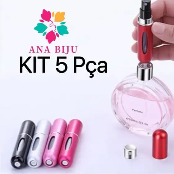 KIT 5 unidades Porta Perfume Recarregavel Portatil Spray 5ml