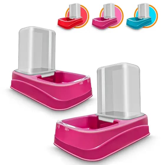 Kit Comedouro Bebedouro Dupla Função Cães e Gatos Automatico Flex Mec 1,5 litros