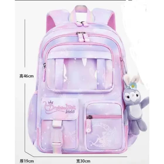 Mochila escolar para meninas,com proteção para a coluna 2025, leve e redutora de carga com abertura lateral