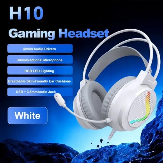 APAYADO H10 Fones De Ouvido Para Jogos Com Fio De 3.5 Mm Driver De 50 RGB Mic Over-Ear Headset Console De PC
