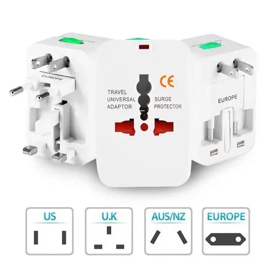 Adaptador Tomada de conversão Universal Viagem compatível 150 Países Europa Asia Reino Unido Bivolt