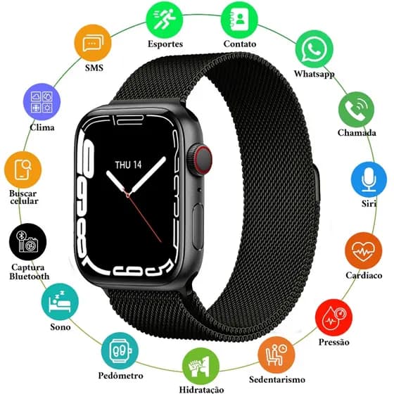 Smartwatch relógio inteligente tela HD série 9 PRO Bluetooth 45mm adequado para Android iOS lembrete masculino