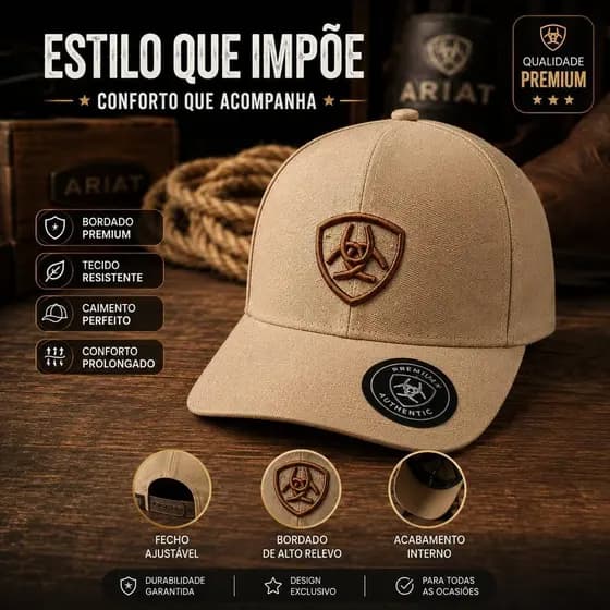 BONÉ ARIAT PREMIUM BORDADO ESTILO COUNTRY | AGRO | CASUAL