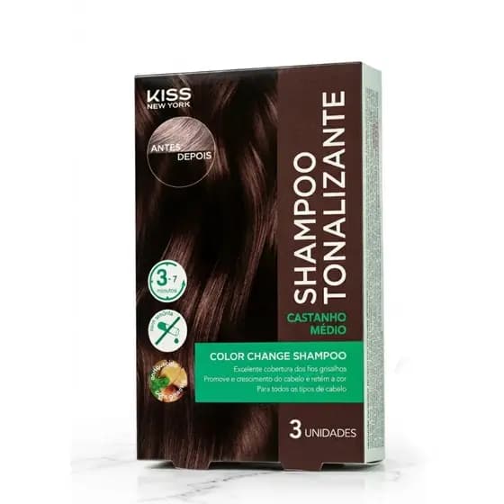 SHAMPOO TONALIZANTE VEGANO COM RAPIDA COLORAÇÃO CASTANHO MEDIO KNY