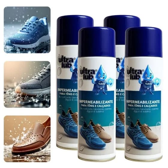 4 Impermeabilizante de Tênis e Calçados 325ml TudoQ UltraLub Tênis Casual Mantém Limpo e Seco