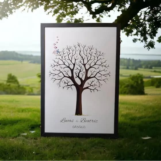 Quadro Placa Recepção Casamento Árvore Digitais Assinaturas novidade