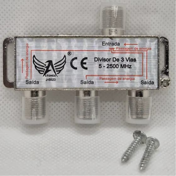 Divisor De Antena Universal 2 ou 3 Saídas Qualidade Rg06 Rg59 Digital HD Uhf Vhf